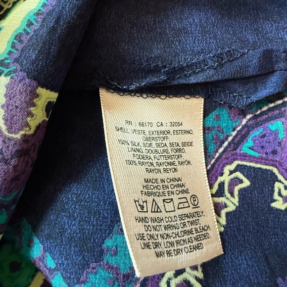 Anthropologie Mauve Multi Color Patterned Dress Size PL 100% Silk Boho Chic - Picture 6 of 8